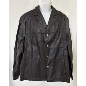 SEFR Mens Jacket Mens XXL Francis Coffee Brown Button Plackets Faux Leather $485